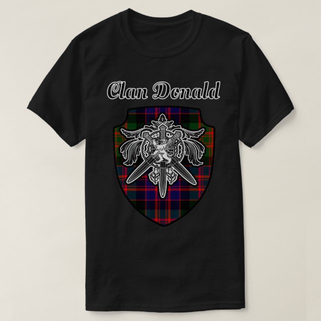 T-shirt Donald Scottish Clan Tartan Lion Sword Crest  (Design devant)