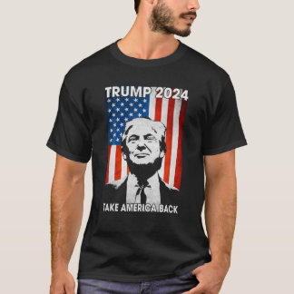 T-shirt Donald Trump 2024 a ramené l'Amérique au drapeau a