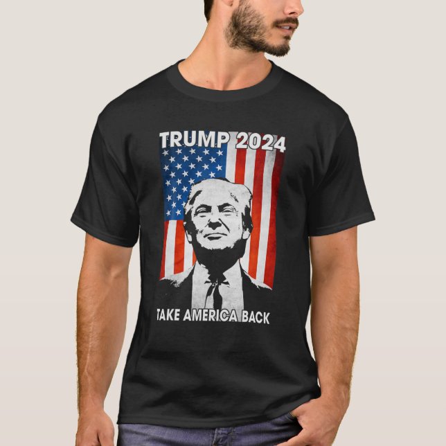T-shirt Donald Trump 2024 a ramené l'Amérique au drapeau a (Devant)