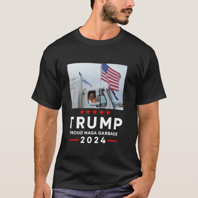 T-shirt Donald Trump à bord d'un camion à ordures (Devant)