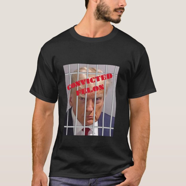 T-shirt Donald Trump a condamné Felon derrière les barreau (Devant)