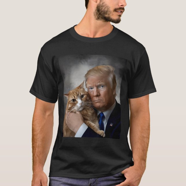 T-shirt Donald Trump And Cat Funny Trump And Cat, Litical  (Devant)