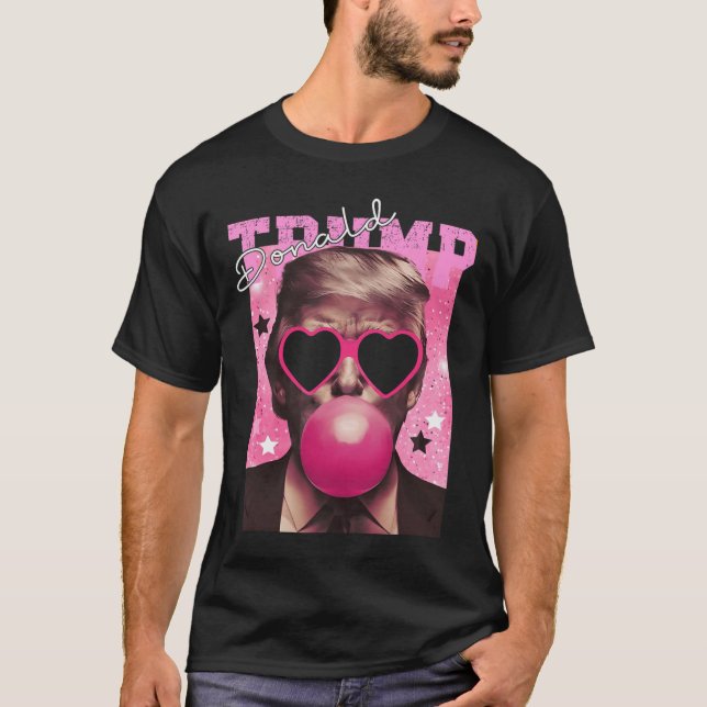 T-shirt Donald Trump Bubble Gum Pink Sungles (Devant)
