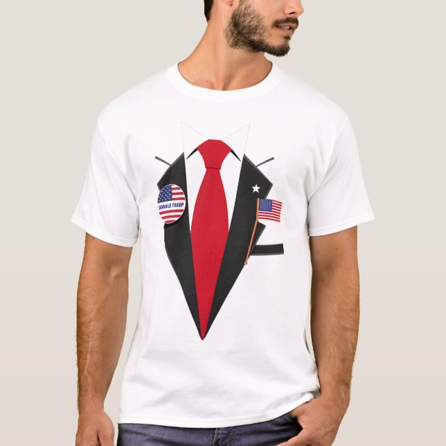 T-shirt Donald Trump Costume Et Cravate Halloween Costume  (Devant)