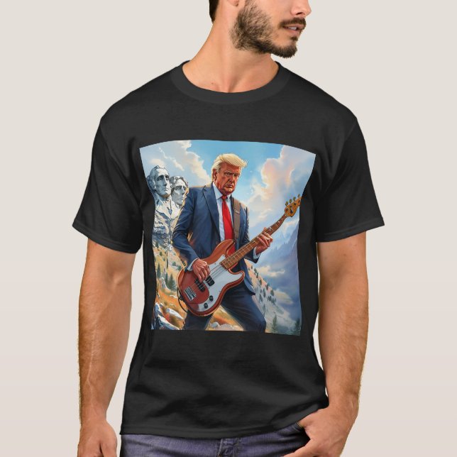 T-shirt Donald Trump Jouant à la basse électrique Mount Ru (Devant)