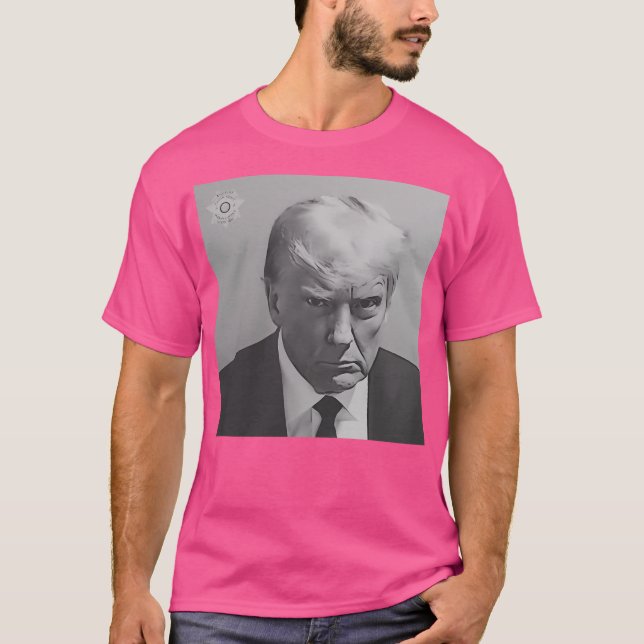 T-shirt Donald Trump Mugshot - Blanc noir (Devant)
