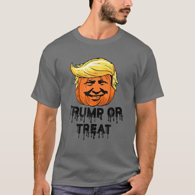T-shirt Donald Trump Ou Traiter Le Citrouille Effrayant Ha (Devant)