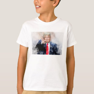 T-shirt Donald Trump pointant le portrait aquarelle