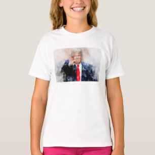 T-shirt Donald Trump pointant le portrait aquarelle