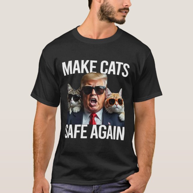 T-shirt Donald Trump Rendre les chats en sécurité Casquett (Devant)