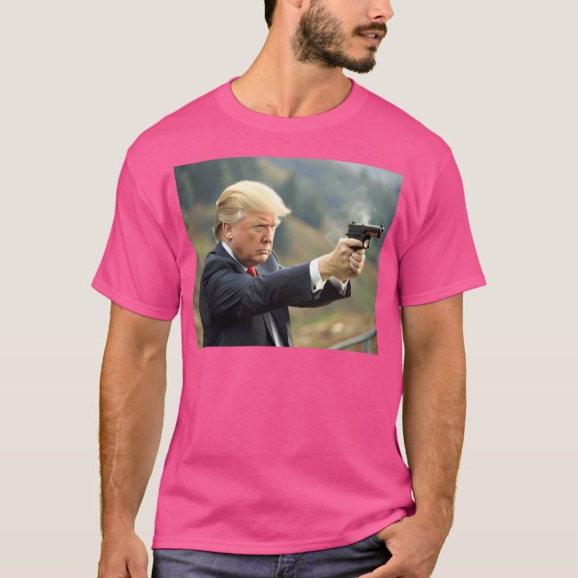 T-shirt Donald Trump tire sur des ennemis (Devant)