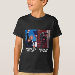 T-shirt Donald Trump Vs Bullet Biden Vs Stairs Drôle Trump