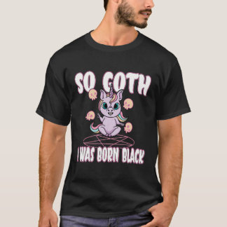 T-shirt Donc Goth Je Suis Né Satanisme Satanique Noir Pent