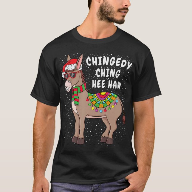 T-shirt Donkey de Noël Funky Américain Noël Italien Gif (Devant)