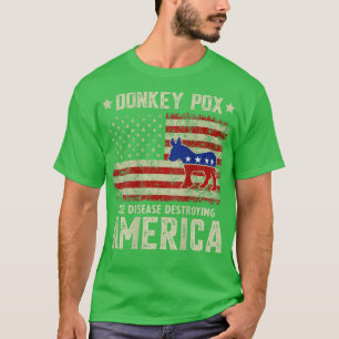 T-shirt Donkey Po La Maladie Détruisant America USA Drapea