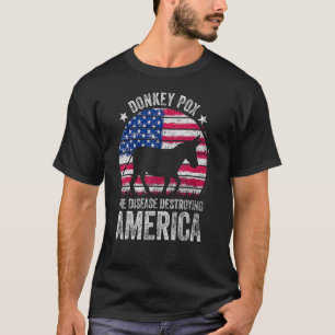 T-shirt Donkey Pox La Maladie Détruisant Le Drapeau Améric