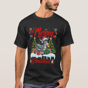 T-shirt Donkey Xmas Arbre Éclairage Santa Chapeau Donkey C