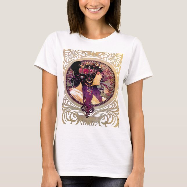 T-shirt Donna Orechini par Alphonse Mucha (Devant)
