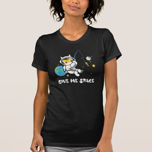 T-shirt Donne-moi l'espace kawaii chat la planète de la pê (Devant)