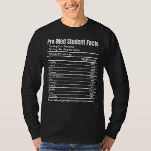 T-shirt Données sur l'étudiant en pré-médecine Graphique d