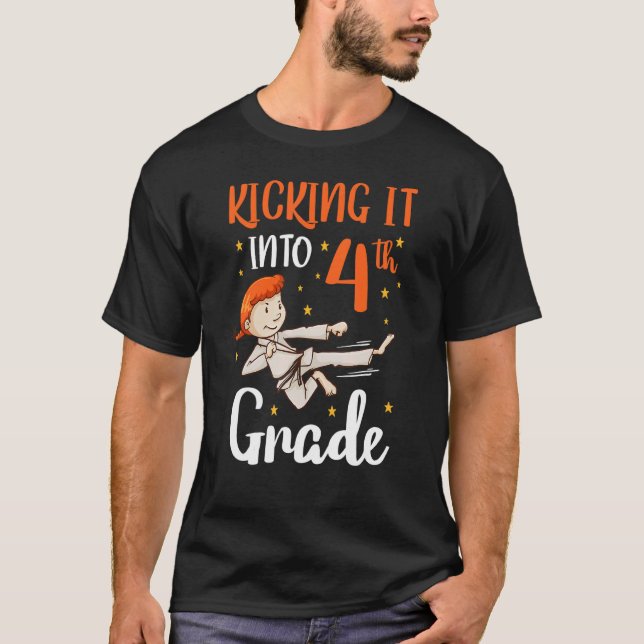 T-shirt donner le coup de pied 4e grade tae kwon do fille  (Devant)