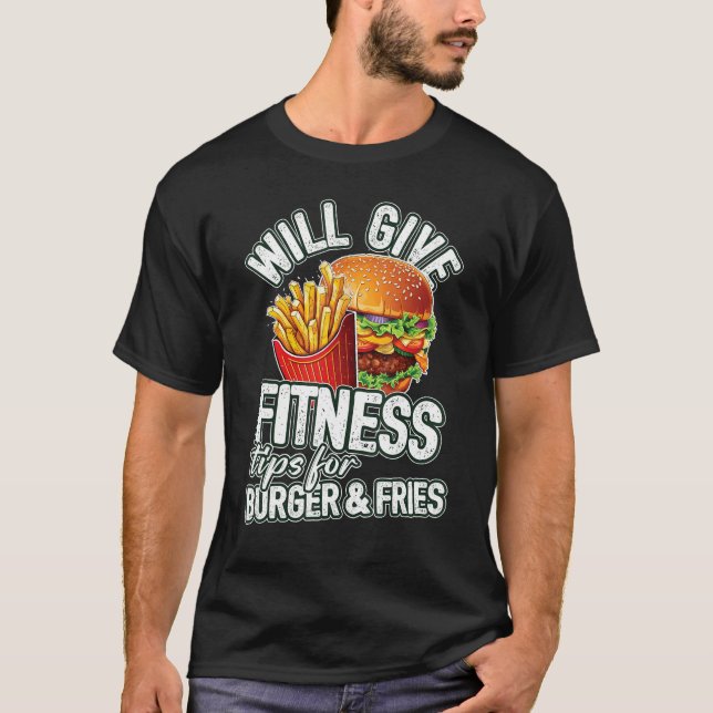 T-shirt Donnera des conseils de forme pour burger et frite (Devant)