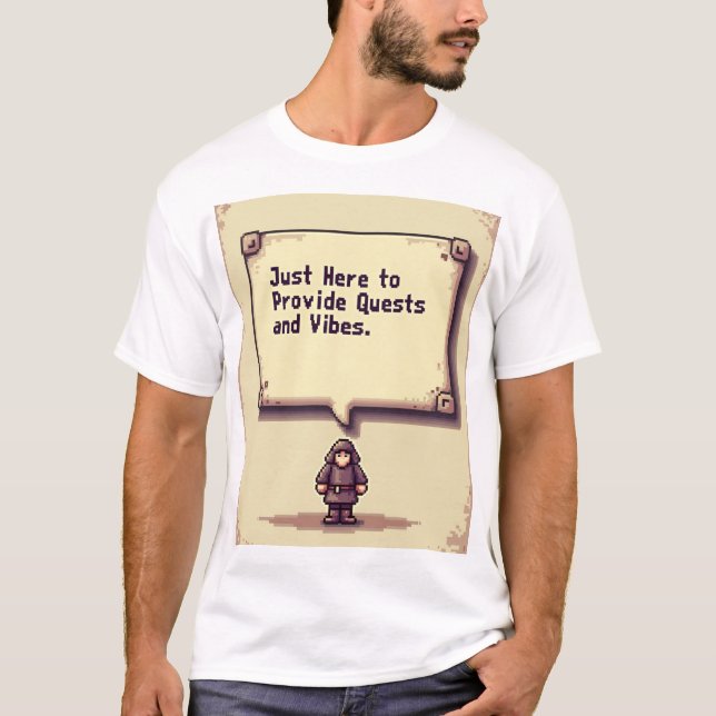T-Shirt Donneur de Quêtes – Vibes de Style Pixel U (Devant)