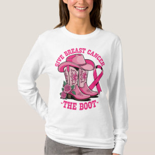 T-shirt Donnez le cancer du sein à la botte Chapeau Bottes