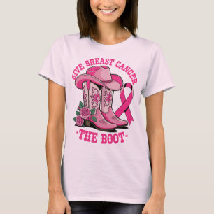 T-shirt Donnez le cancer du sein à la botte Chapeau Bottes