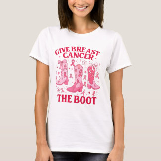 T-shirt Donnez le coup de pied au cancer du sein Ruban ros