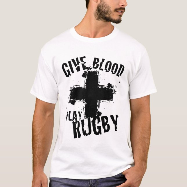 T-shirt Donnez le rugby de jeu de sang (Devant)