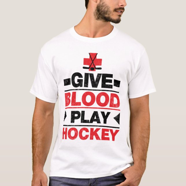 T-shirt Donnez l'hockey de jeu de sang (Devant)