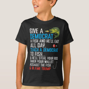 T-shirt Donnez un poisson à un démocrate drôle de pêche ré