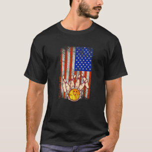 T-shirt Dons de Bowler Vintage American Flag Bowling T