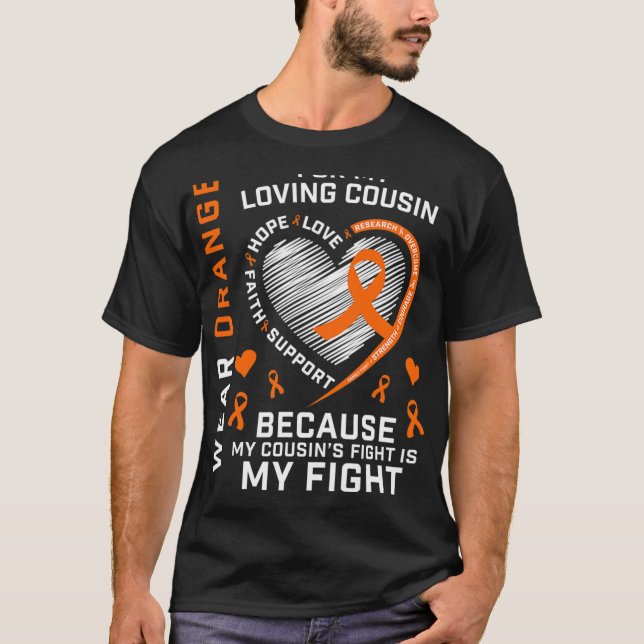 T-shirt Dons Orange Fighter Cousin Multiple Sclerosis Awa (Devant)