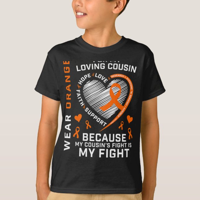 T-shirt Dons Orange Fighter Cousin Multiple Sclerosis Awa (Devant)
