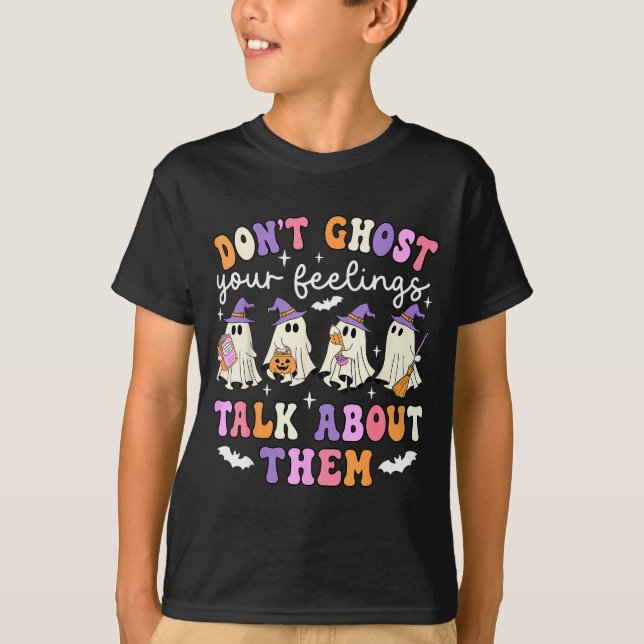 T-shirt Dont Ghost Your Feeling Halloween School Counselor (Devant)