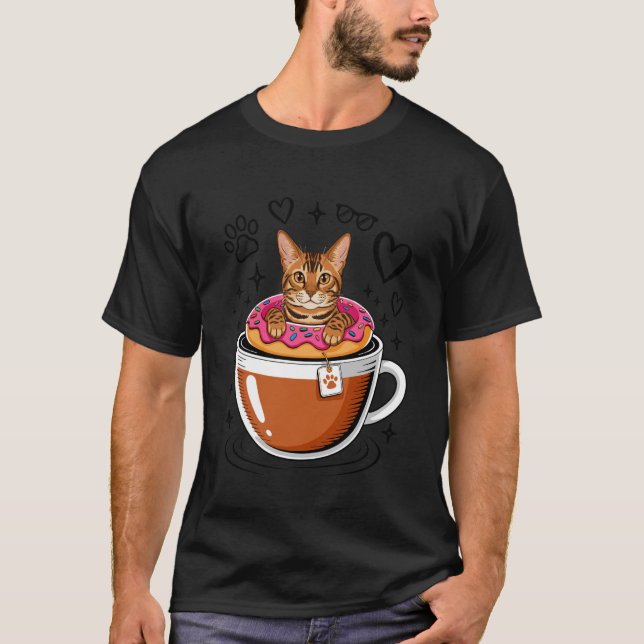 T-shirt Donut de chat Bengal café (Devant)