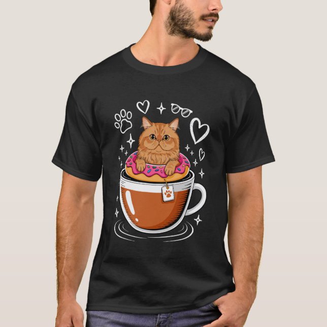 T-shirt Donut de chat persan café (Devant)