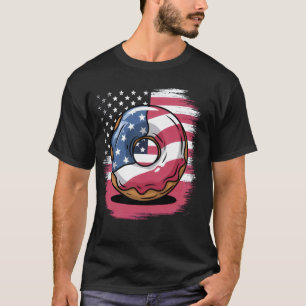 T-shirt Donut Patriotique Aux Couleurs Du Drapeau Américai