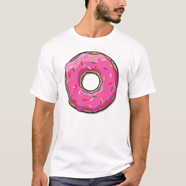 T-shirt Donut Rose Cartoon Avec Saupoudrages (Devant)
