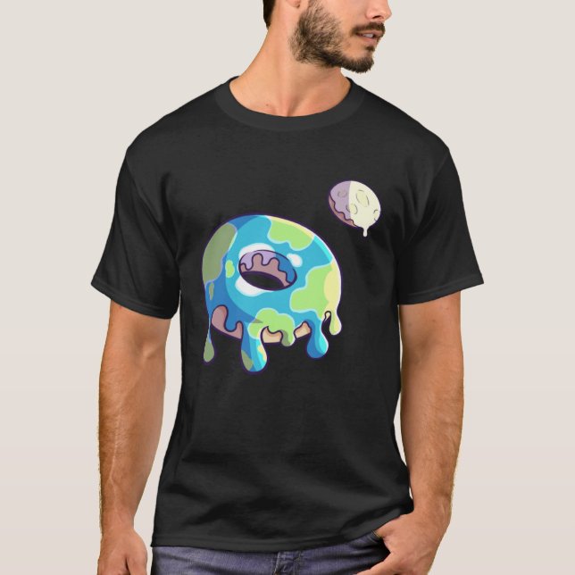 T-shirt Donut Space Party Shop  Earth and Moon Frosted Sol (Devant)