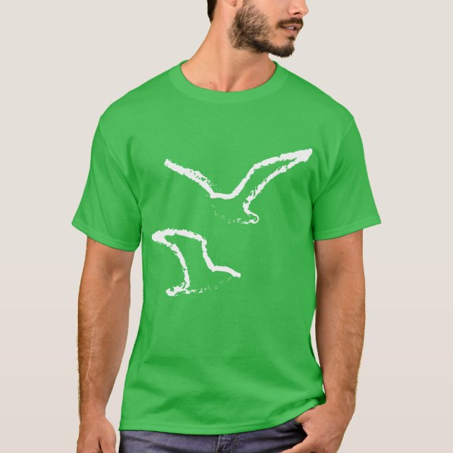 T-shirt Doodle à main blanche Flying Seagull Birds frien (Devant)