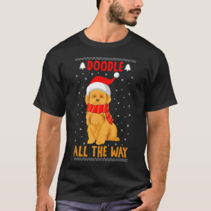 T-shirt Doodle All The Way Funny Goldendoodle Santa Hat