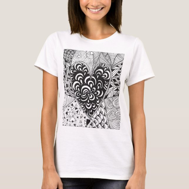 T-shirt Doodle cardiaque inspiré (Devant)