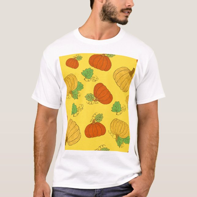 T-shirt Doodle citrouille : Main Tirée sans couture (Devant)