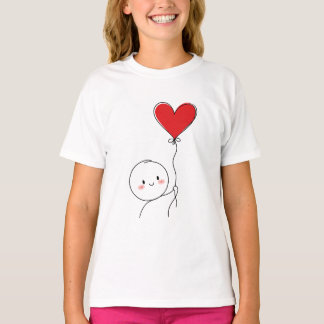 T-shirt Doodle d'amour mignon minimaliste