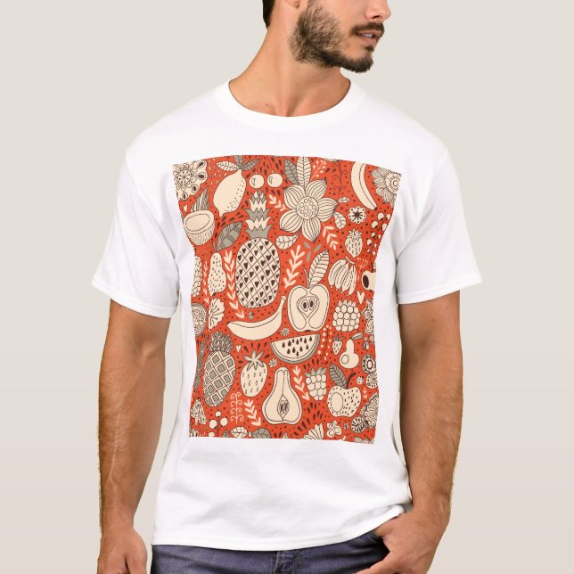 T-shirt Doodle de fruits d'été Vintage (Devant)