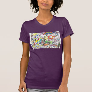 T-shirt Doodle de Punk Rock#5 Heureuse Sunshine Purple fem