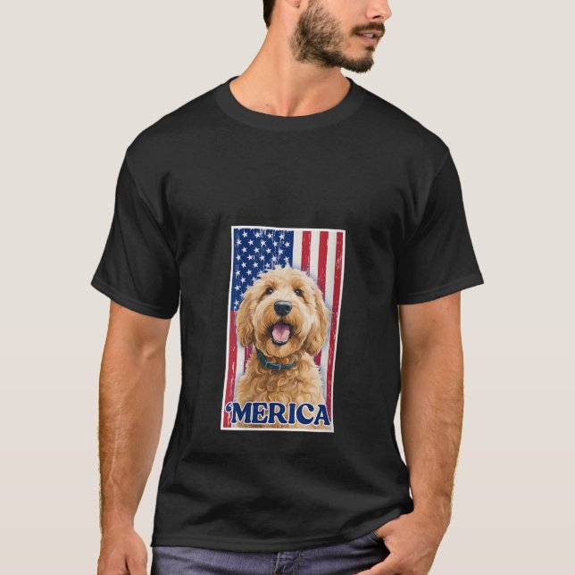T-shirt Doodle doré féminin 4 juillet M (Devant)